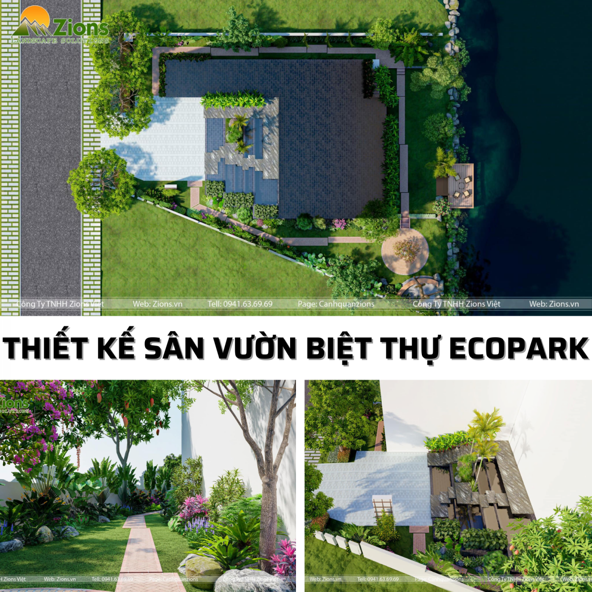 Thiết kế sân vườn biệt thự tại Ecopark